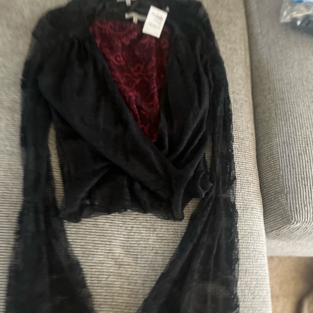 Black Lace body suit nwt n red lace shirt nwt 2 piece